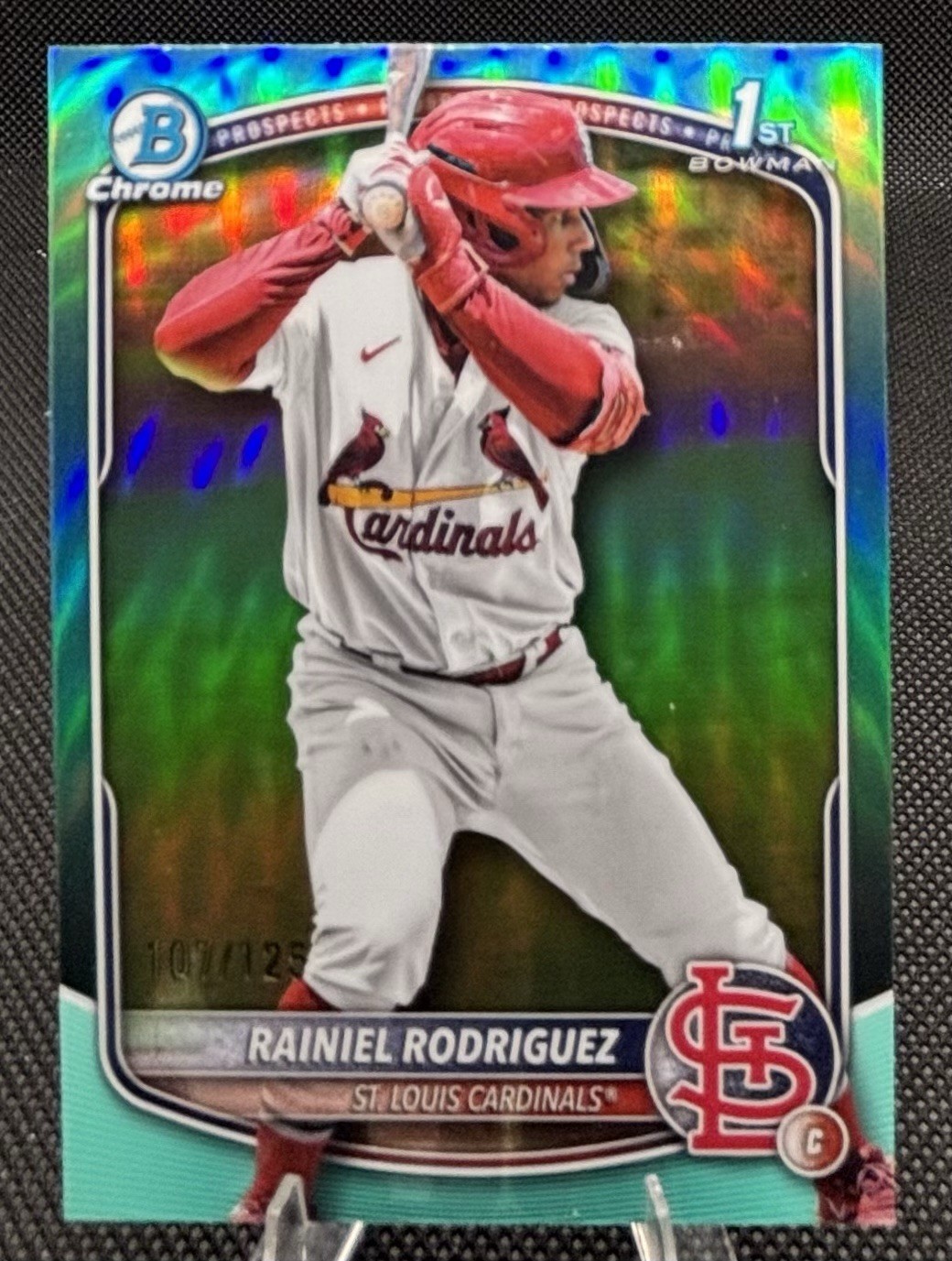 Rainiel Rodriguez 2025 Bowman Chrome 1st Aqua Refractor /125 St. Louis Cardinals