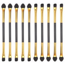 30Pcs Girls Makeup Brushes Durable Plastic Handle Double Ended Golden Set