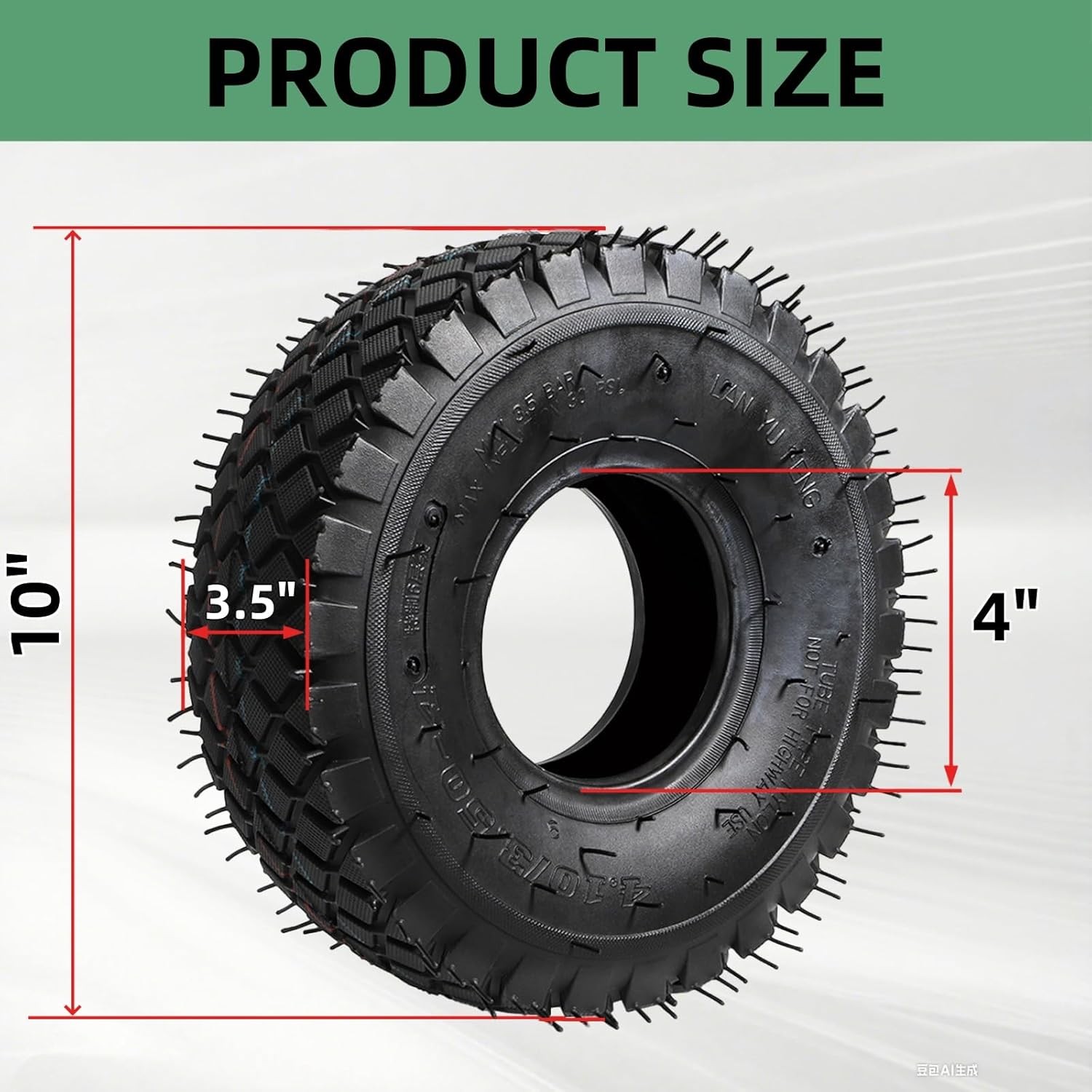 2 Set 4.10/3.50-4 Tire and Inner Tube with Bent Valve Stem, Heavy 