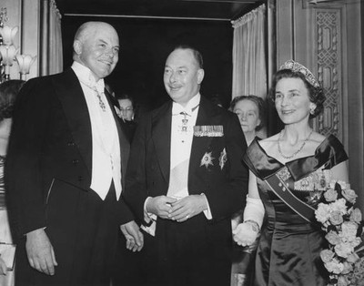 Colonel Sir Charles Hambro left) Chairman of Anglo Danish Society - Old Photo