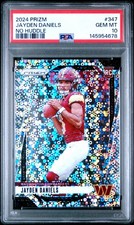 2024 Panini Prizm No Huddle Silver #347 Jayden Daniels Rookie SP Low Pop PSA 10