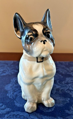Vintage French Bulldog Boston Terrier Dispenser Decanter Ceramic 7'' Japan Made