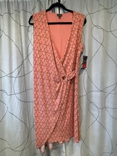 NWT Bold Elements Womens Peach Sleeveless Wrap Dress Size XL