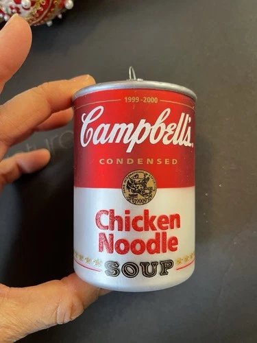 Vintage Campbell's CHICKEN NOODLE SOUP Christmas Tree Ornament 1999-2000 Glass