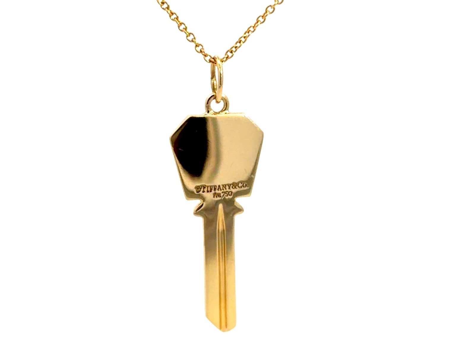 Vintage RARE Tiffany & Co. Key Pendant Necklace 18K Yellow Gold