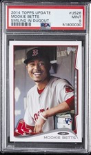 2014 TOPPS UPDATE SMILING IN DUGOUT #US26 MOOKIE BETTS ROOKIE RC PSA 9