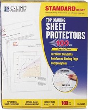 Top Loading Standard Weight Poly Sheet Protectors Clear 8.5 x 11 Inches 100 per