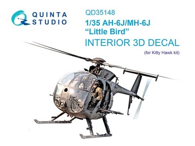 Quinta Studio 1/35 AH-6J/MH-6J 3D-gedrucktes & farbiges Interieur (Kitty Hawk)