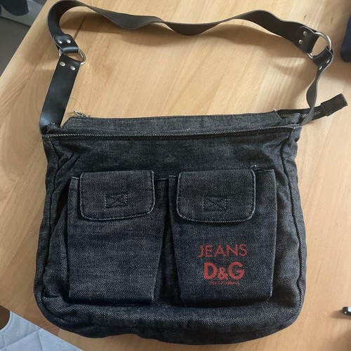 D&G Shoulder Bag Black 12x9.8x1.6in Used Leather Classic