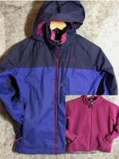 LL Bean Jacket Girls Medium 10-12 Purple Pink 3 In 1 Fleece Lined Hooded Outdoor