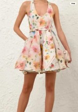 ZIMMERMANN Alchemy Racer Back Minidress Poppy Neon Sz US 12 AUTHENTIC NWT