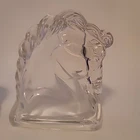 Horse Stallion Head Clear Glass Bookends 5.5" Vintage Pair of Federal Glass Co