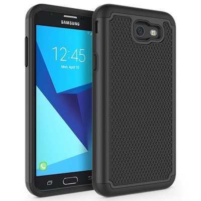 SYONER Shockproof Phone Case Cover for Samsung Galaxy J7 V 2017 (1st Black