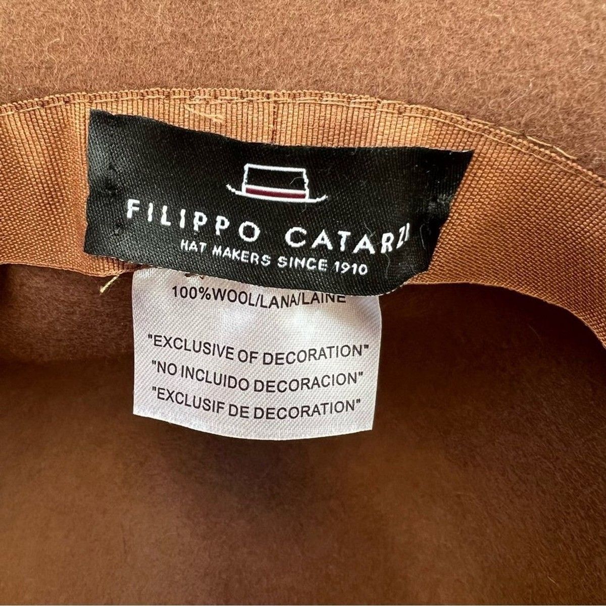 Filippo Catarzi Brown Wool Felt Cloche Hat with Decorative  display picture 1