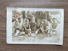 Vintage Studio Photographic Romanian Postcard Friends by the Beach