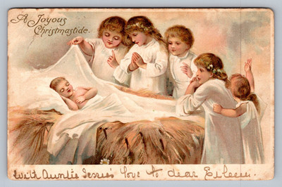POSTKARTE - EINE FRÖHLICHE WEIHNACHTSZEIT - UNGETEILTER RÜCKEN - KINDER