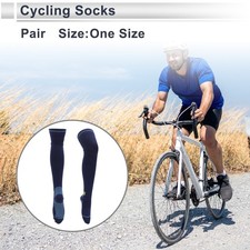 Cycling Socks Quick Drying One Size High-cut Cycling Socks Light Blue Navy