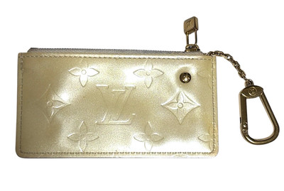 Louis Vuitton Vernis ivory gold Coin case key case card case leather wallet