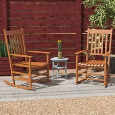 Outsunny Rocking Chair Set, Outdoor Rocker Set, Teak