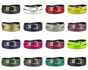 CONCITOR Reversible Belt Wide Solid Colors Black Bonded Leather Gold-Tone Bkl XL