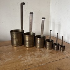 Antique French set of Brass Measuring Cups set of 6 1/2L to 1cl