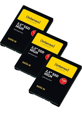 3x 120GB SATA III 2,5 Zoll Intenso SSD interne Festplatte High Performance 3D