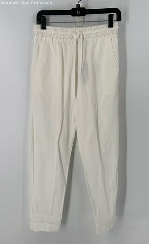 NWT COS White Cotton Blend Adjustable Waist Pockets Jogger Womens Pants Size 4