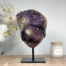 Natural Amethyst & Jasper Crystal Cluster with Metal Stand. MWS1357