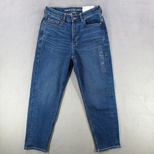 American Eagle Jeans Womens 6 Short Blue Mom Jean Super High Rise Medium Denim
