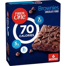 Fiber One 70 Calorie Brownies, Chocolate Fudge Snack Bars, 6 Ct, 5.34 oz Pk 8