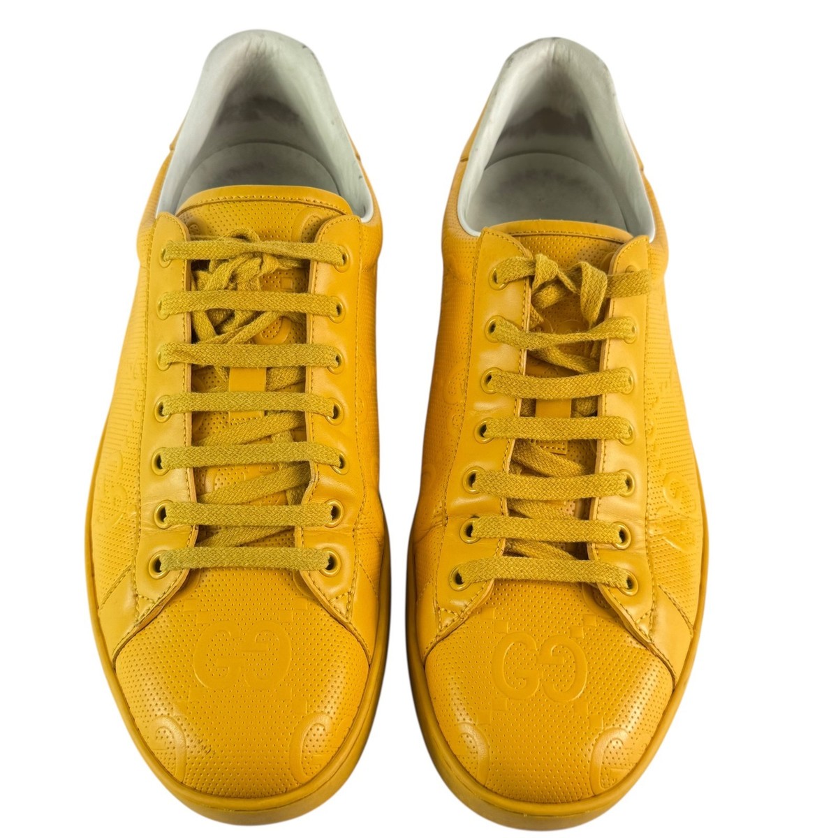 GUCCI GG Ace Yellow Leather Men's Sneakers Made in Italy