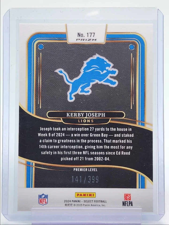 KERBY JOSEPH 2024 SELECT PREMIER LEVEL ORANGE SHOCK PRIZM /399 Q4945 - Image 2 of 2