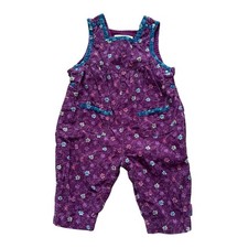 Vtg 1990s Gymboree Rainbow Tag Purple Floral Corduroy Romper Overalls Sz 6-12M