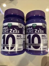 Vicks ZzzQuil PureZzzs 10 Advanced 10mg Melatonin 2 x 42 Gummies Exp. 12/25 7/26
