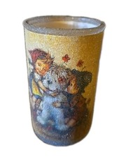 Vtg Sugar Frosted Candle Unburned Hummel Style Girl & Boy With Dog 5" x 2 7/8"