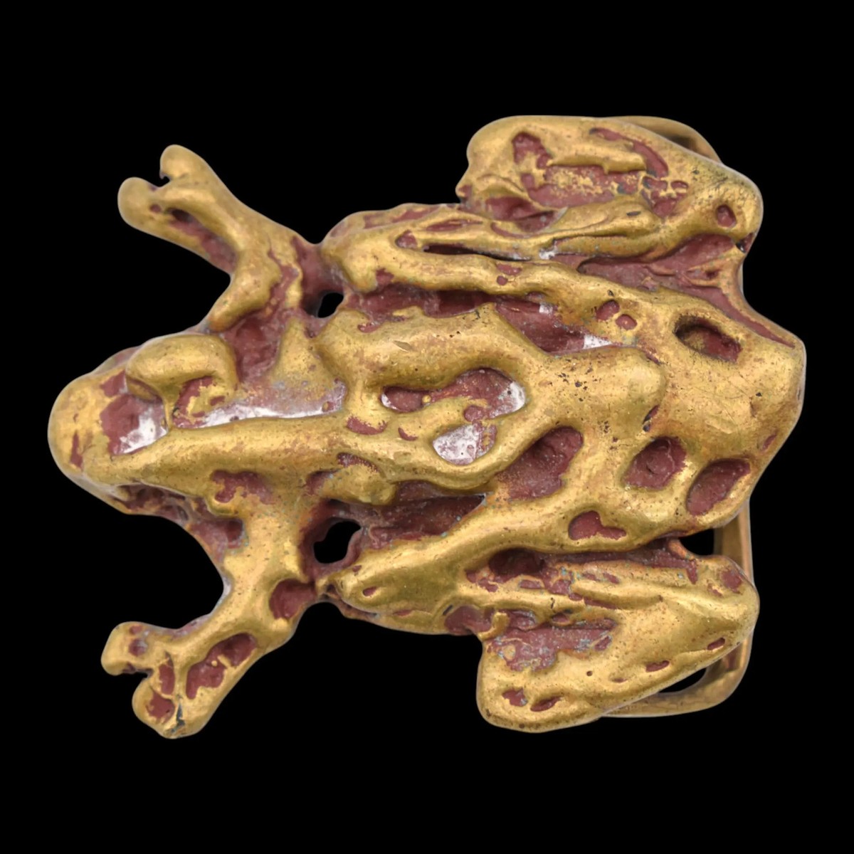 Abstract Frog Toad Studio Art Solid Brass Vintage Belt Buckle by Lee 1976
