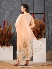 Gosriki Women'S Cotton Blend Straight Printed Kurta With Pant & Dupatta (Gosa...