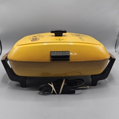Vintage West Bend Fall Harvest Electric Skillet Non Stick Immersible Dome Tested