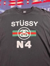 Vtg Stussy No. 4 Stucci Gucci T Shirt Black Streetwear Black Green Red XL