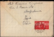 Copertina commerciale rossa 100L dall'Italia agli Stati Uniti 1949