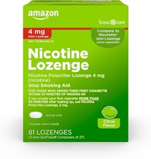 Citrus Flavor Mini Nicotine Polacrilex Lozenge, 4mg, 81 Count - Quit Smoking Aid