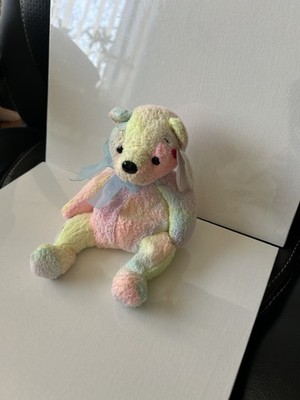Retired Ty Beanie Babies Mellow The Bear December 7th 2000 Baby Pastel Rainbow