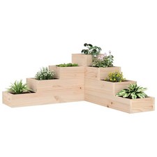 Wooden L-Shape Garden Planter 4 Tier Raised Bed Pine Outdoor Corner Box