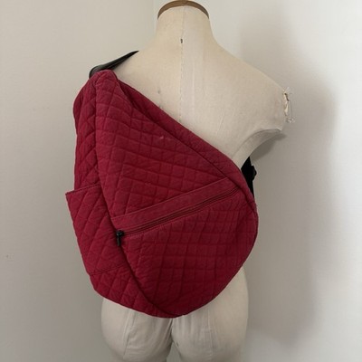 LL Bean AMERIBAG Red Quilted Healthy Back Bag Sling Shoulder Backpack