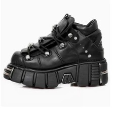Punk Style Women Shoes Heel Height 6CM Gothic Ankle Rock Boots Metal Decor Black