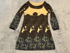 ARYEH Anthropologie Dress Womens Small Brown Paisley Long Sleeve Knee Length