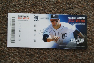 TIGERS VS MARINERS 7/22/2015 FULL TICKET ~ NICK CASTELLANOS (GRAND SLAM HR) 