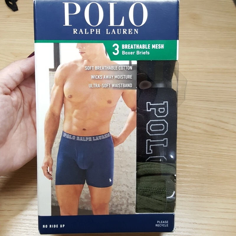 POLO RALPH LAUREN Boxer Briefs Mens Small Green 3-Pack Breathable Mesh Logo - Image 2 of 4
