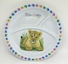 Wild Animal Baby / Child's Divided 3 Sectional Plate 8 1/4" / Melamine