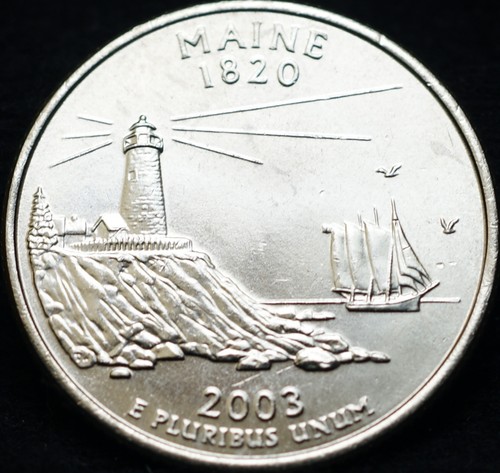 2003 P Maine State BU Washington Quarter from Original U.S. Mint Roll - Picture 2 of 2